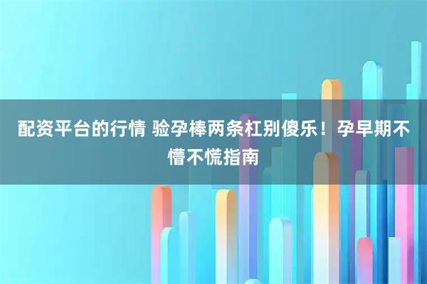 配资平台的行情 验孕棒两条杠别傻乐！孕早期不懵不慌指南